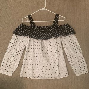 LOFT Black & White Off the Shoulder Top / Blouse